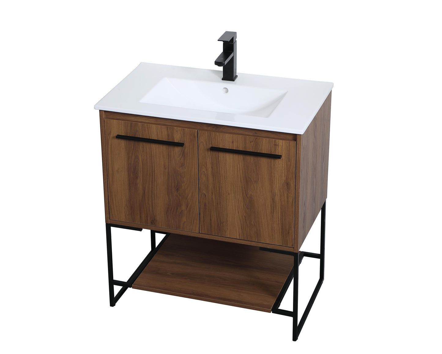 30 inch Single Bathroom Vanity in Walnut Brown - BC3403033WB