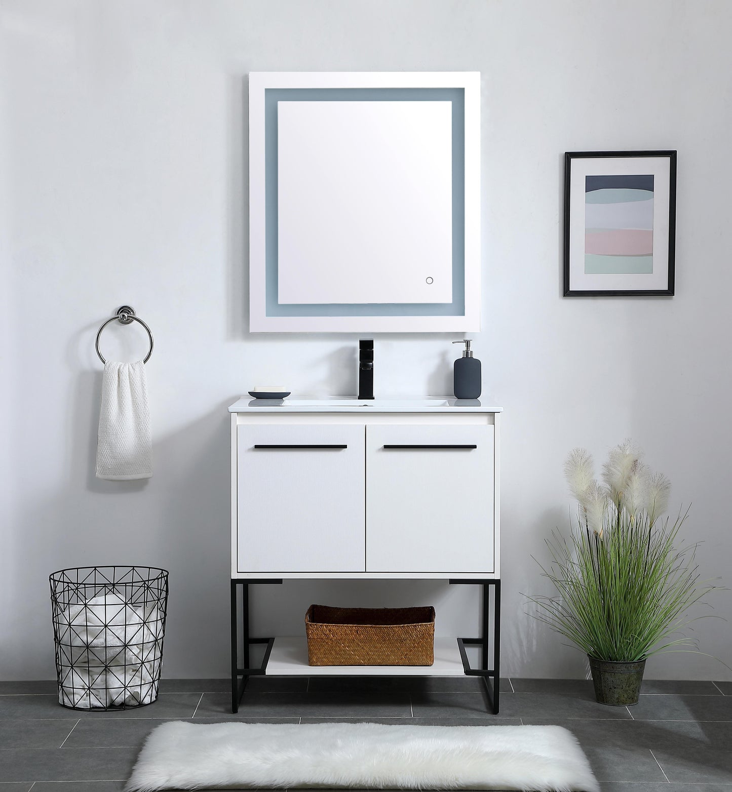 30 inch Single Bathroom Vanity in White - BC3403033WH