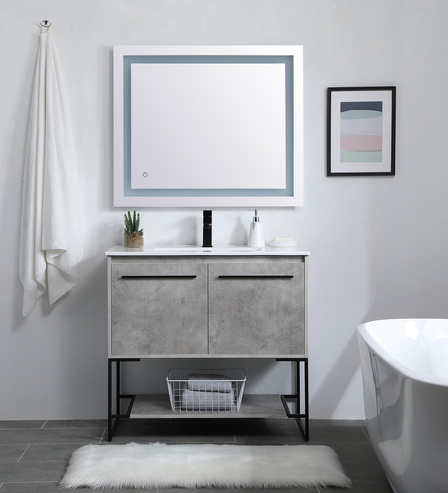 36 inch Single Bathroom Vanity in Concrete Grey - BC3403633CG