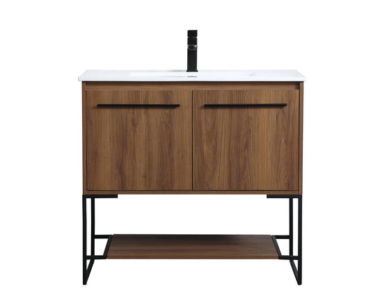 36 inch Single Bathroom Vanity in Walnut Brown - BC3403633WB