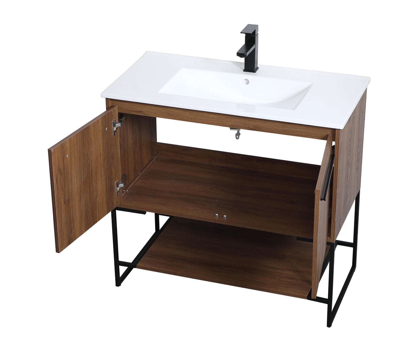 36 inch Single Bathroom Vanity in Walnut Brown - BC3403633WB