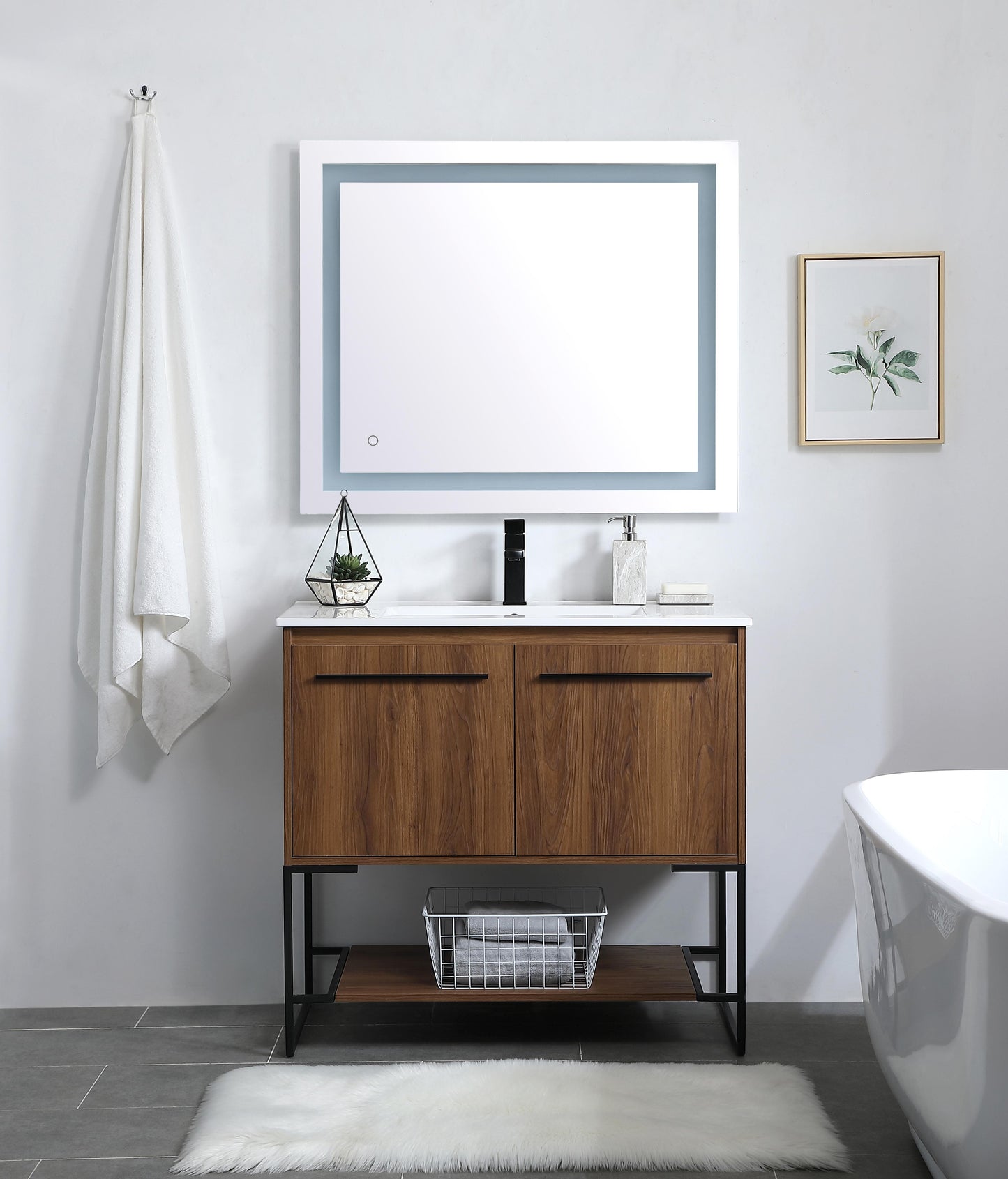 36 inch Single Bathroom Vanity in Walnut Brown - BC3403633WB