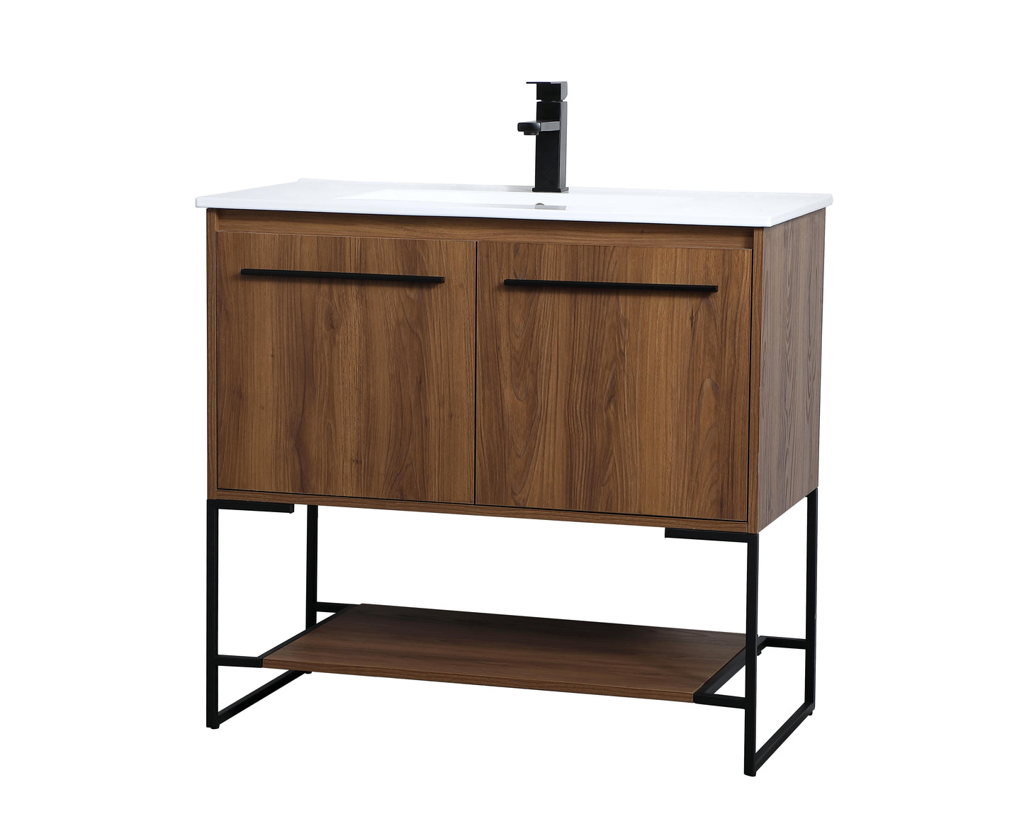 36 inch Single Bathroom Vanity in Walnut Brown - BC3403633WB