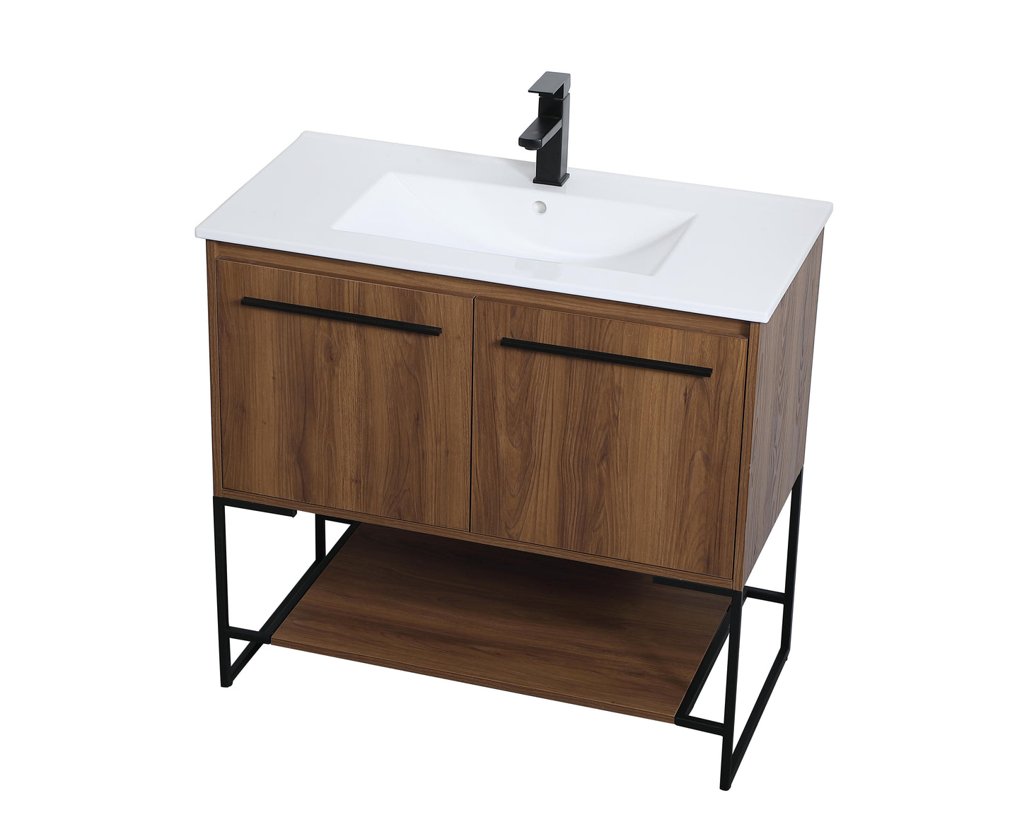 36 inch Single Bathroom Vanity in Walnut Brown - BC3403633WB