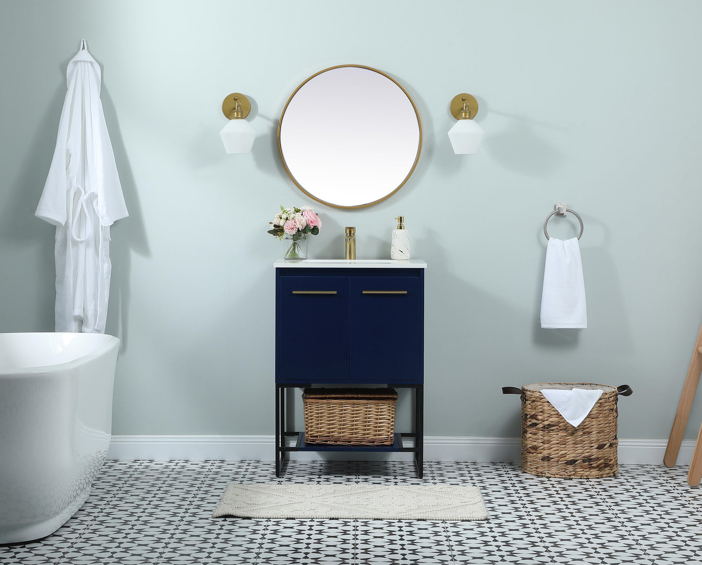 24 inch Single Bathroom Vanity in Blue - BC3502434BL