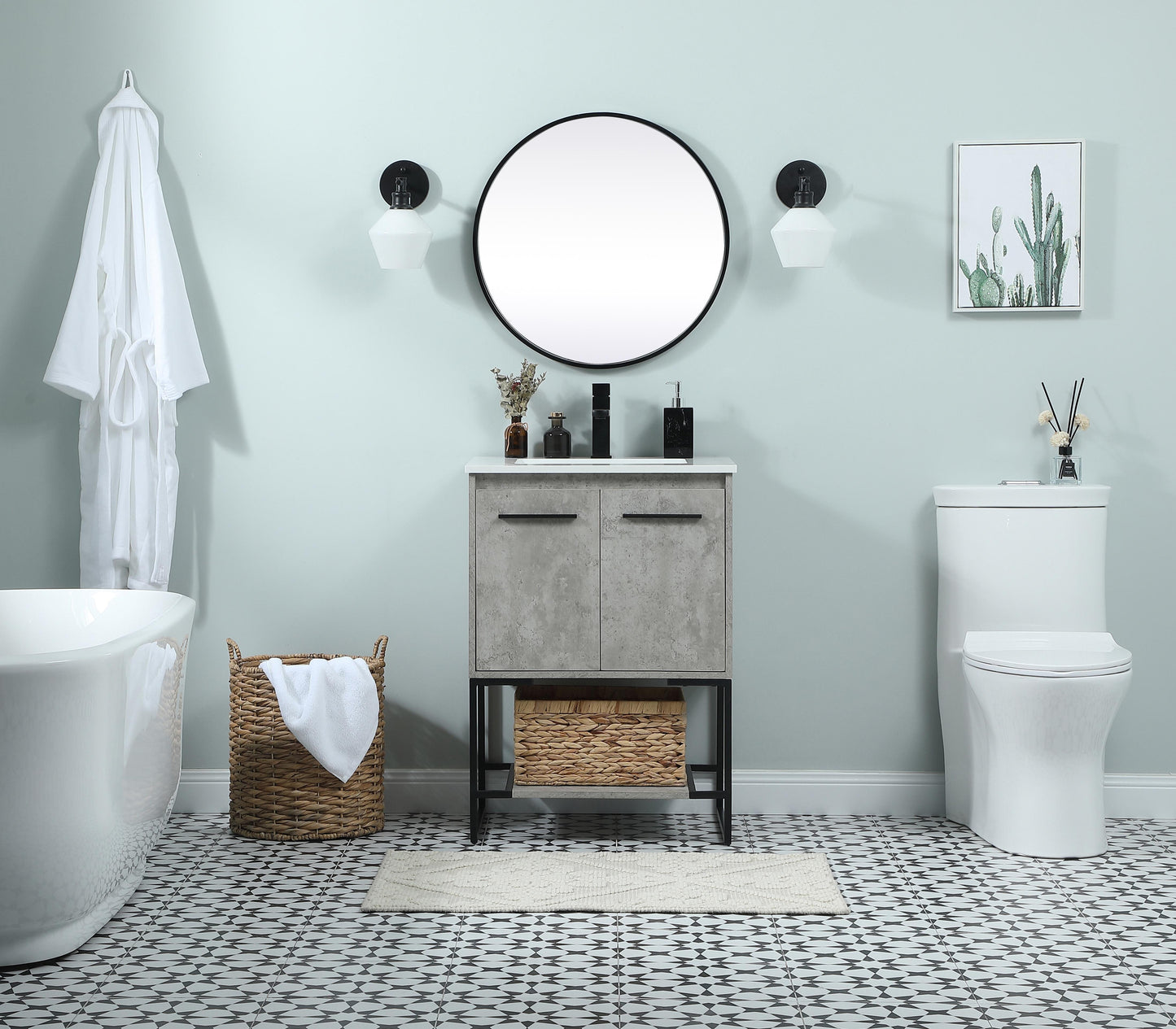 24 inch Single Bathroom Vanity in Concrete Grey - BC3502434CG