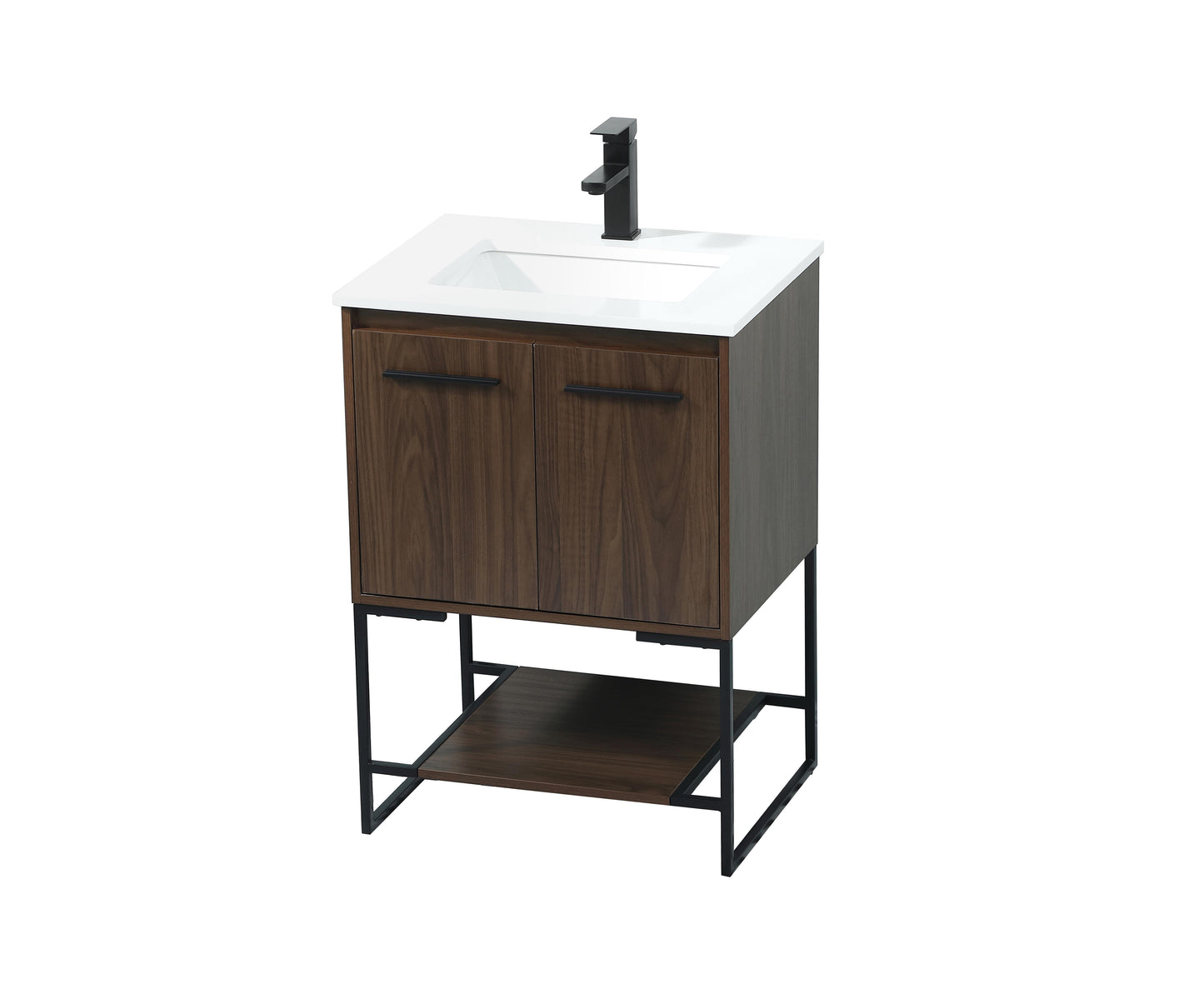 24 inch Single Bathroom Vanity in Walnut - BC3502434WT