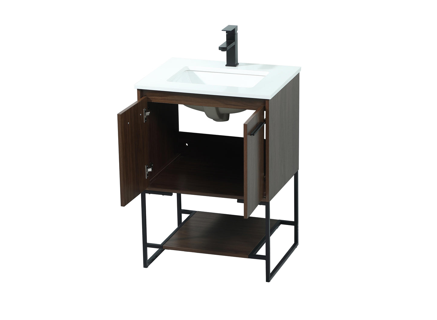 24 inch Single Bathroom Vanity in Walnut - BC3502434WT