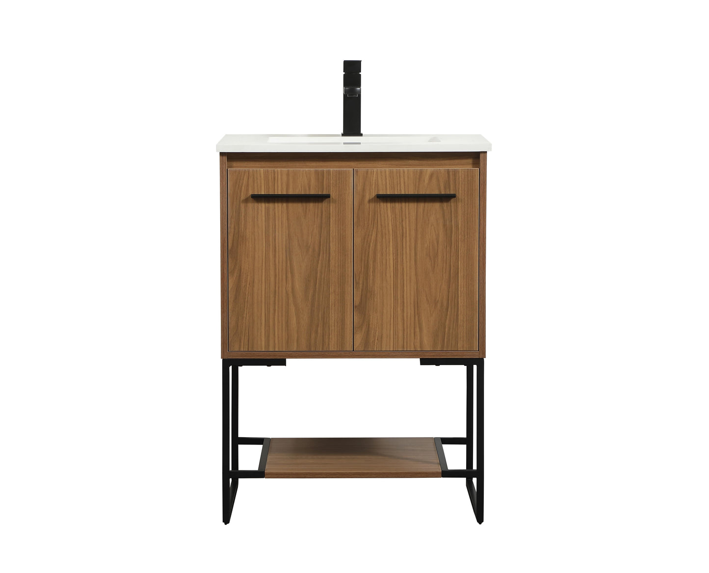 24 inch Single Bathroom Vanity in Walnut Brown - BC3502434WB