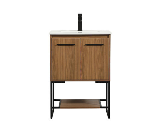 24 inch Single Bathroom Vanity in Walnut Brown - BC3502434WB