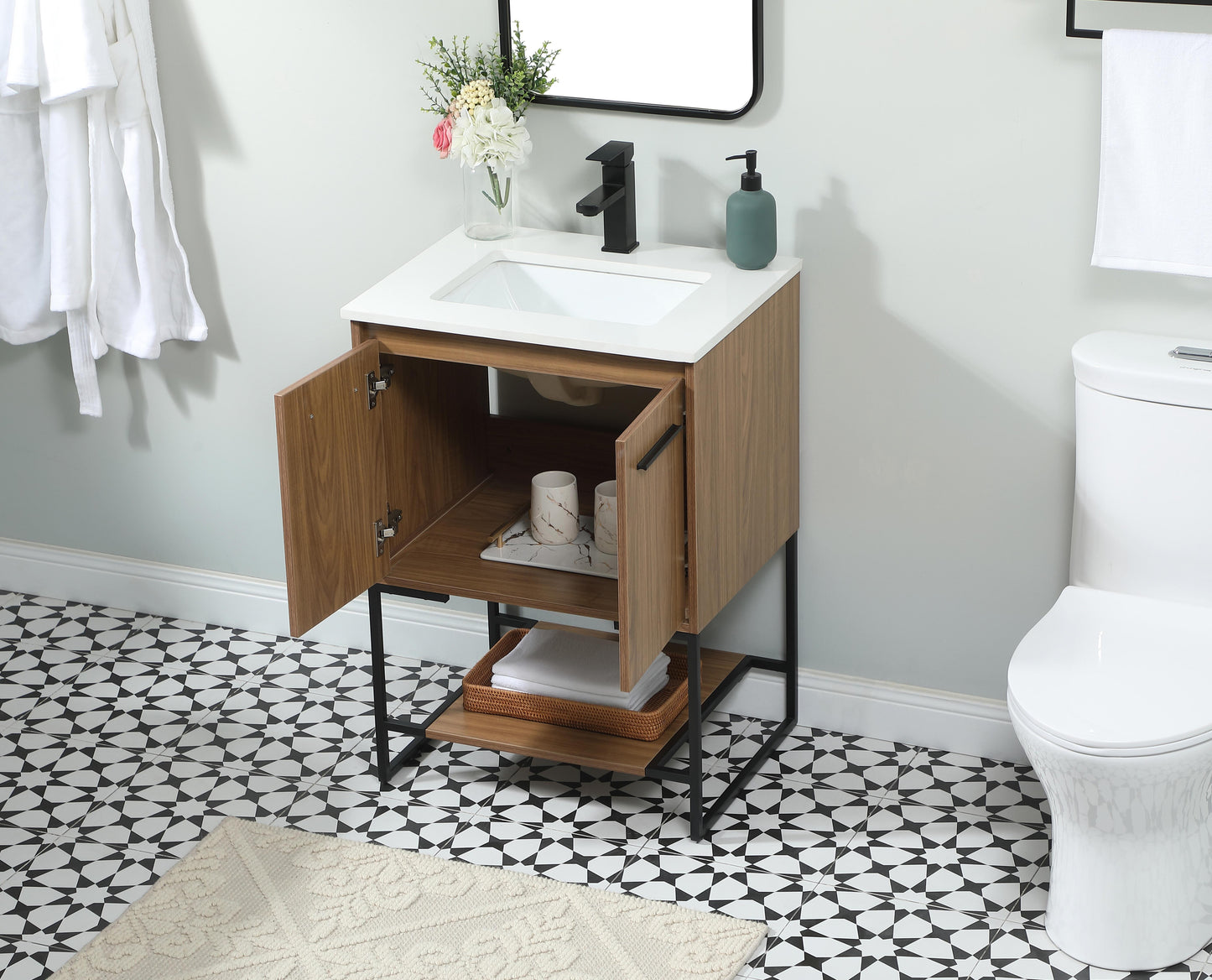 24 inch Single Bathroom Vanity in Walnut Brown - BC3502434WB