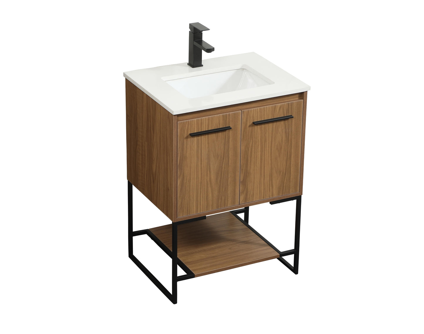 24 inch Single Bathroom Vanity in Walnut Brown - BC3502434WB