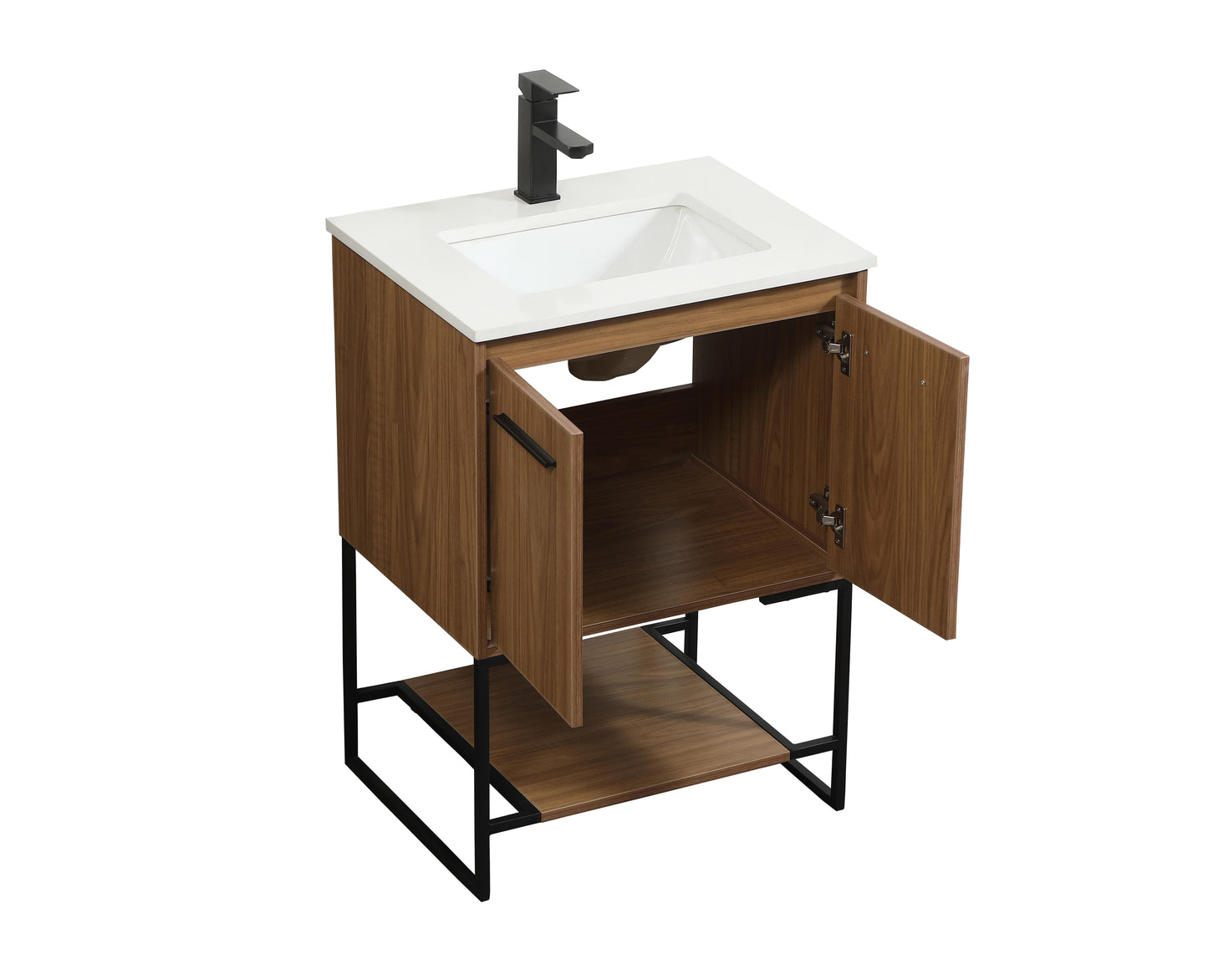 24 inch Single Bathroom Vanity in Walnut Brown - BC3502434WB