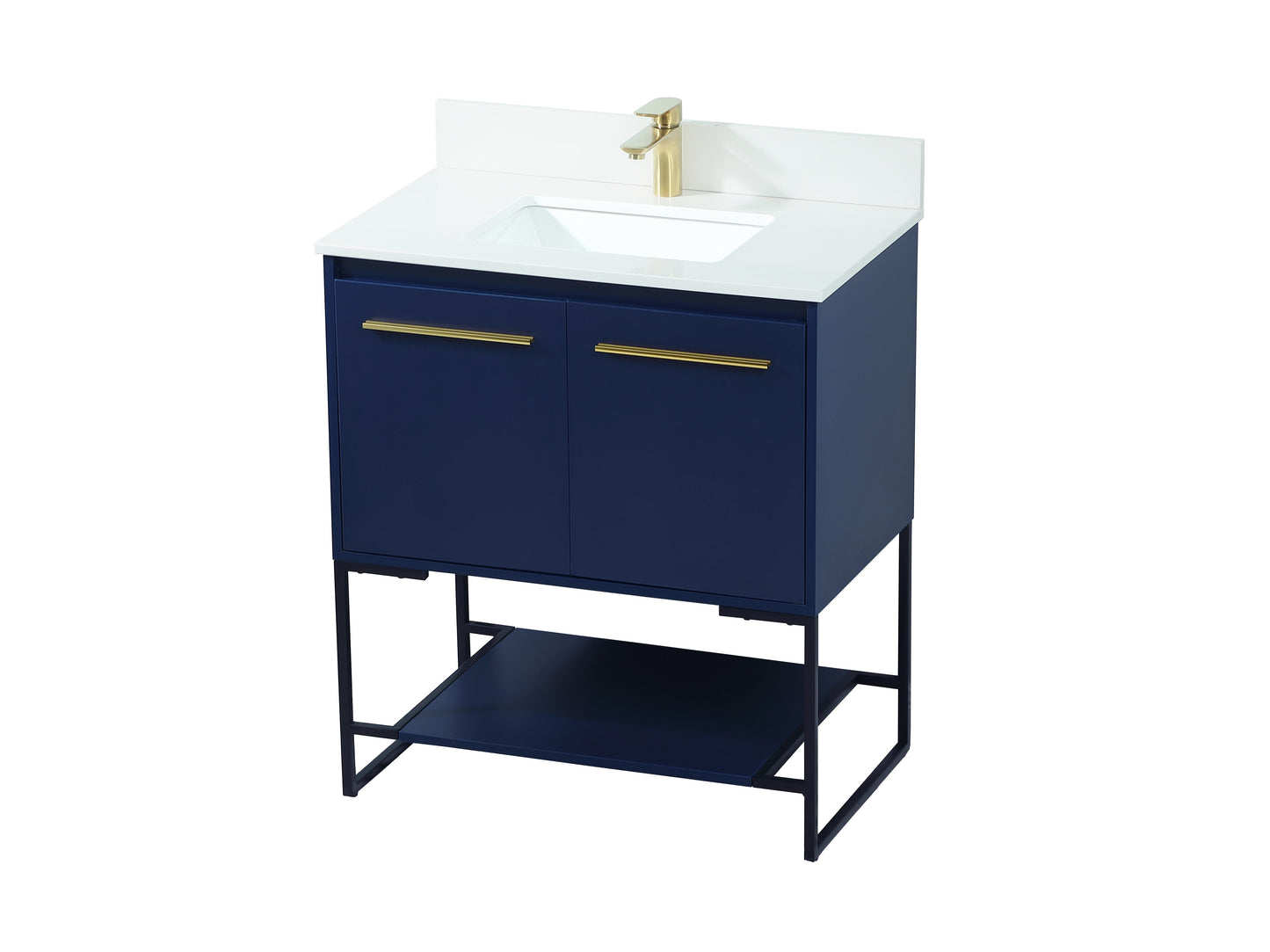 30 inch Single Bathroom Vanity in Blue with backsplash - BC3503034BL-BS