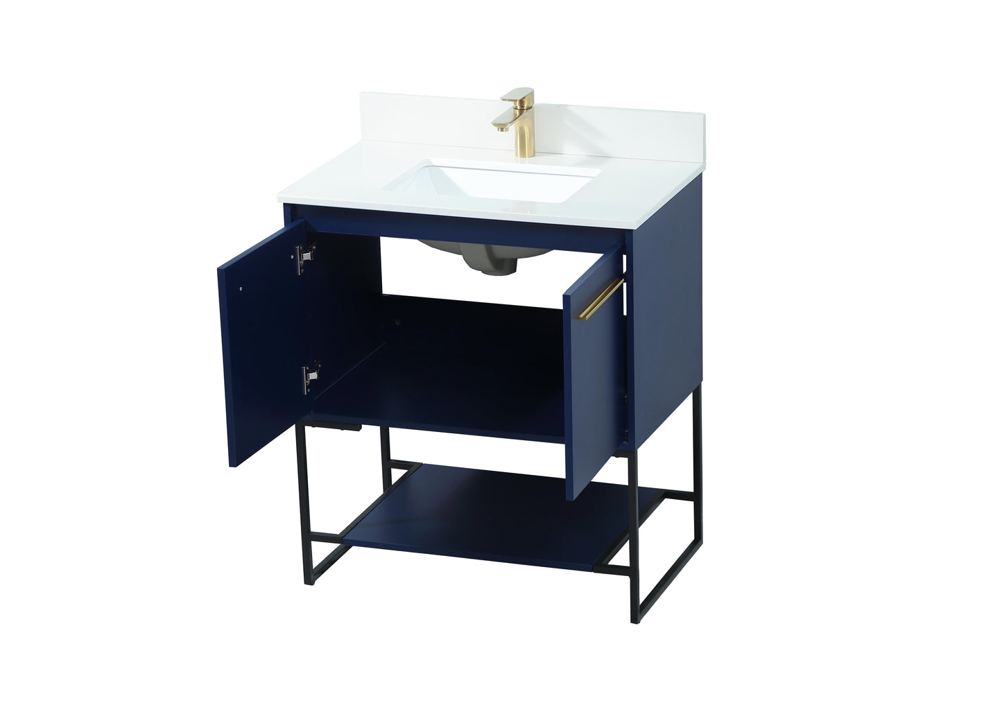 30 inch Single Bathroom Vanity in Blue with backsplash - BC3503034BL-BS