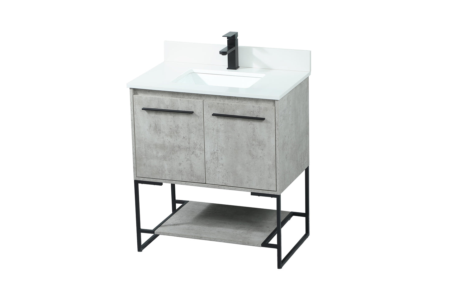 30 inch Single Bathroom Vanity in Concrete Grey with backsplash - BC3503034CG-BS