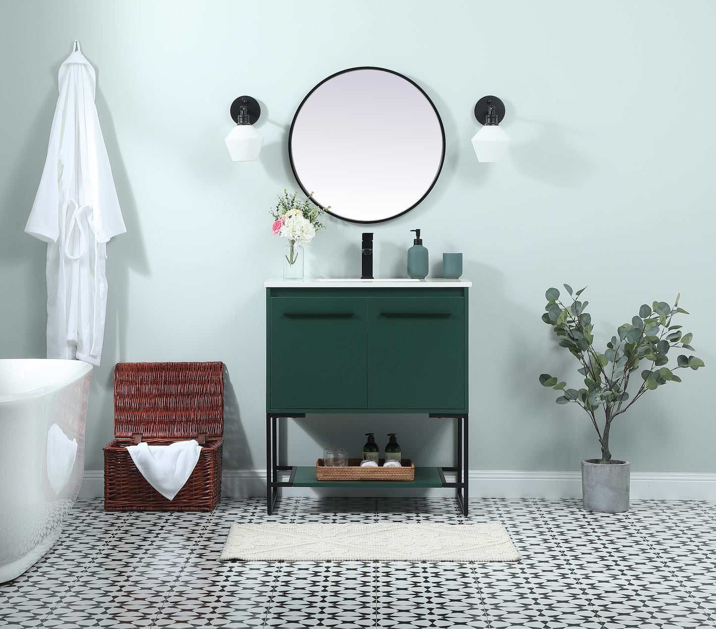 30 inch Single Bathroom Vanity in Green - BC3503034GN