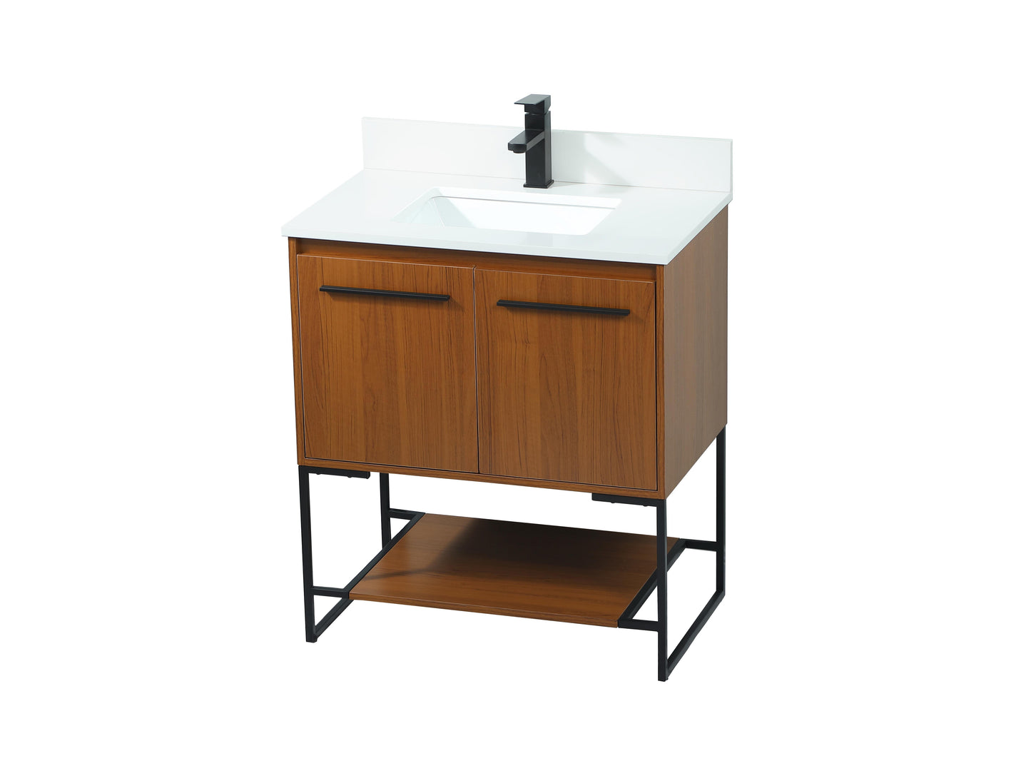 30 inch Single Bathroom Vanity in Teak with backsplash - BC3503034TK-BS