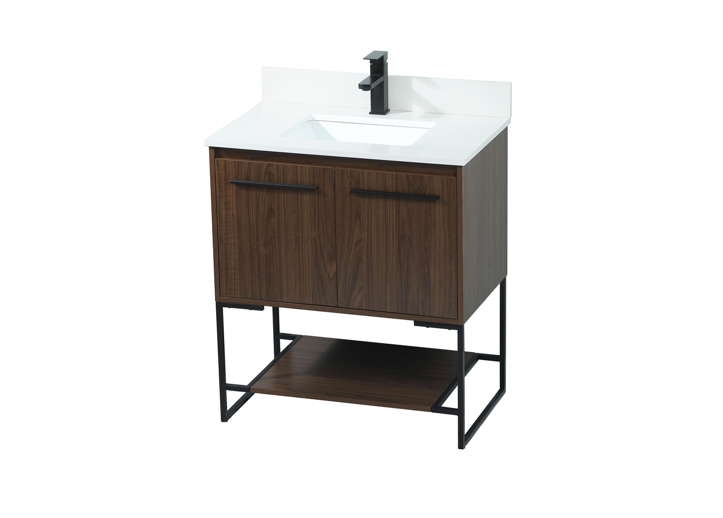 30 inch Single Bathroom Vanity in Walnut with backsplash - BC3503034WT-BS