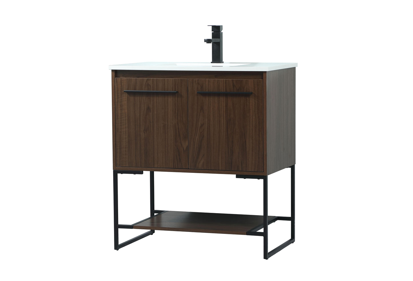 30 inch Single Bathroom Vanity in Walnut - BC3503034WT