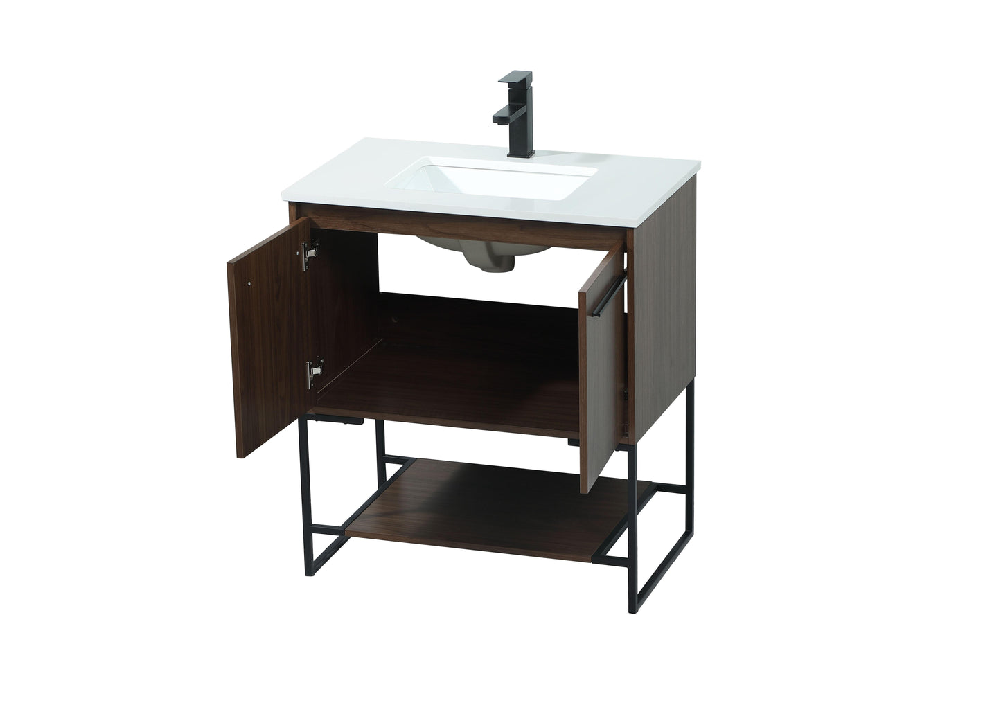 30 inch Single Bathroom Vanity in Walnut - BC3503034WT