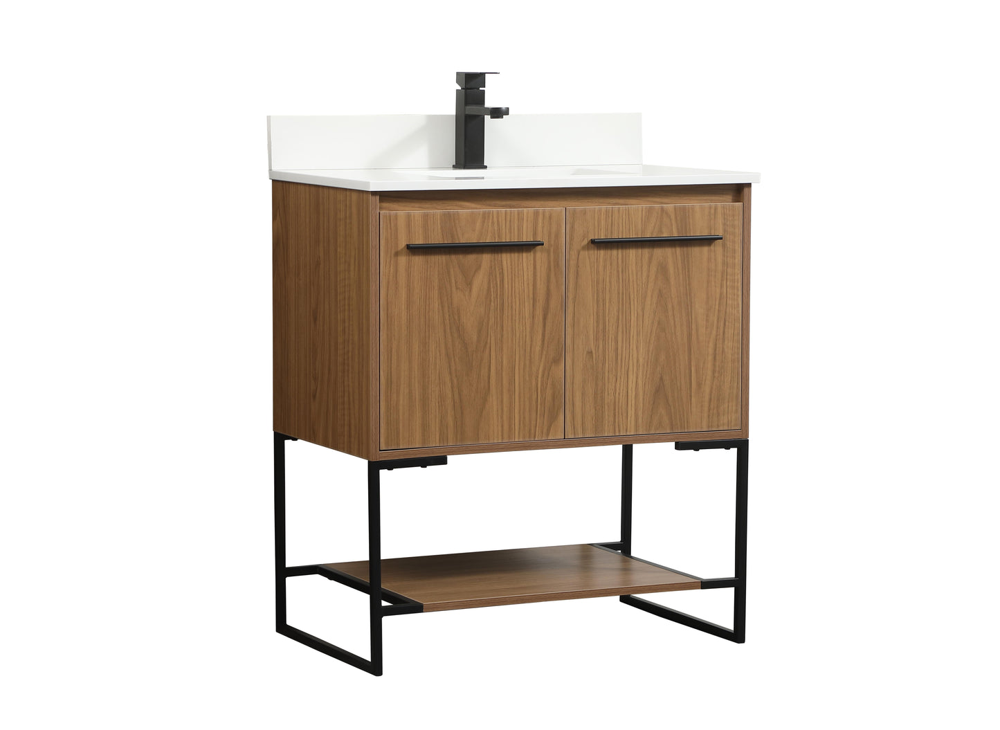 30 inch Single Bathroom Vanity in Walnut Brown with backsplash - BC3503034WB-BS