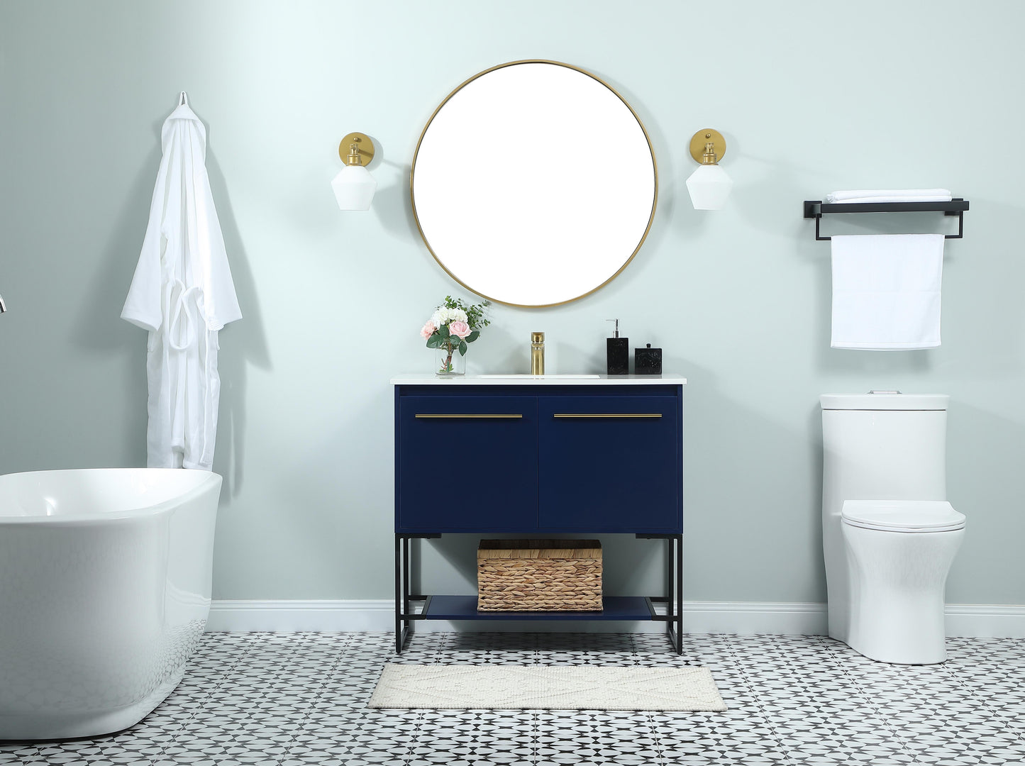 36 inch Single Bathroom Vanity in Blue - BC3503634BL