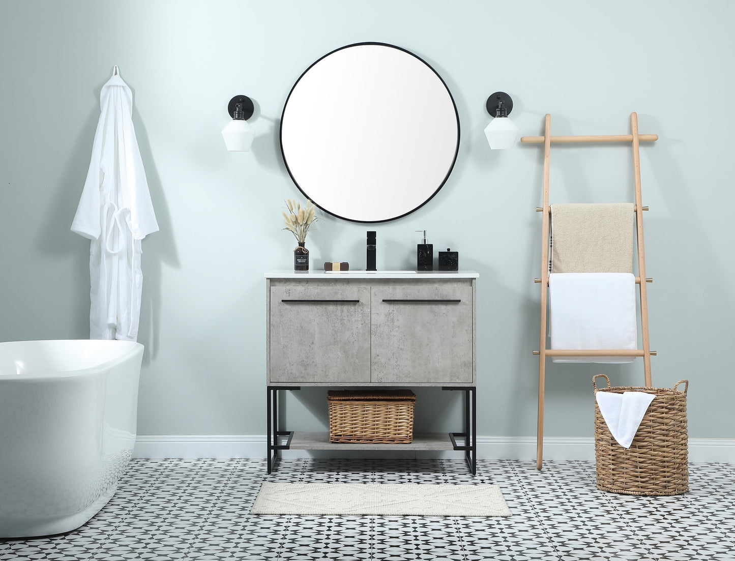 36 inch Single Bathroom Vanity in Concrete Grey - BC3503634CG