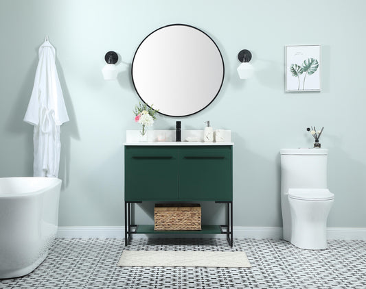 36 inch Single Bathroom Vanity in Green with backsplash - BC3503634GN-BS