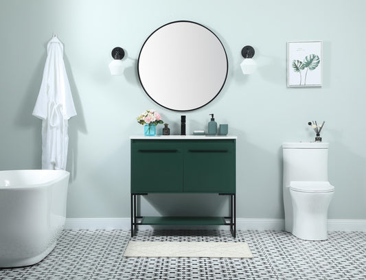 36 inch Single Bathroom Vanity in Green - BC3503634GN