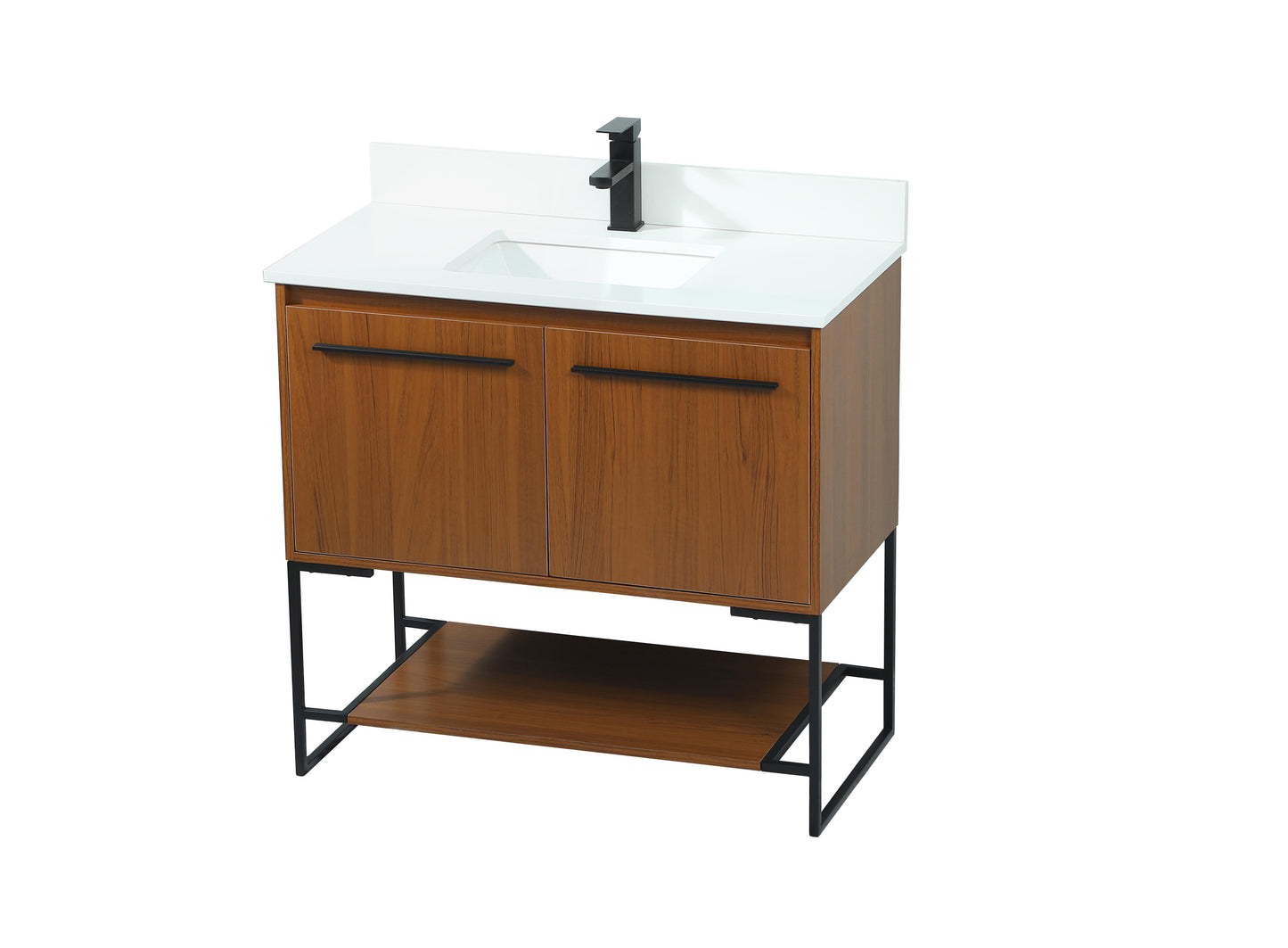 36 inch Single Bathroom Vanity in Teak with backsplash - BC3503634TK-BS