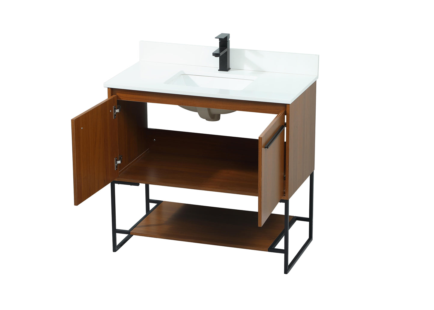 36 inch Single Bathroom Vanity in Teak with backsplash - BC3503634TK-BS