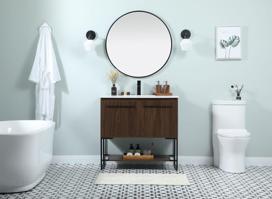 36 inch Single Bathroom Vanity in Walnut - BC3503634WT