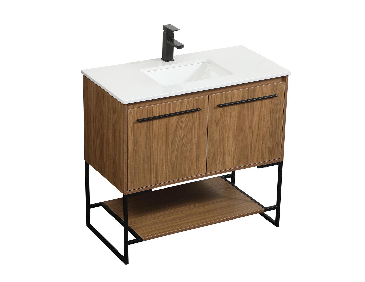 36 inch Single Bathroom Vanity in Walnut Brown - BC3503634WB