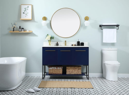 48 inch Single Bathroom Vanity in Blue with backsplash - BC3504834BL-BS