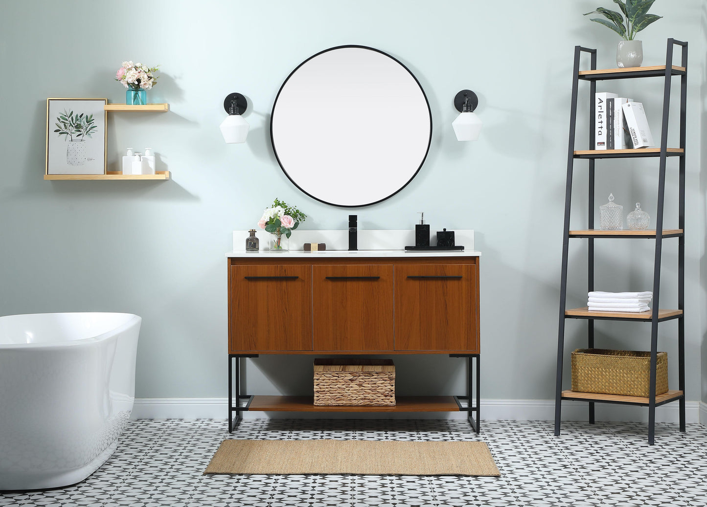 48 inch Single Bathroom Vanity in Teak with backsplash - BC3504834TK-BS