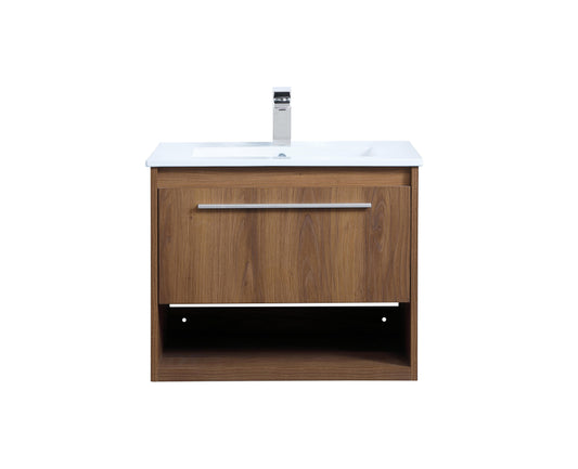 24 inch Single Bathroom Floating Vanity in Walnut Brown - BC3602420WB