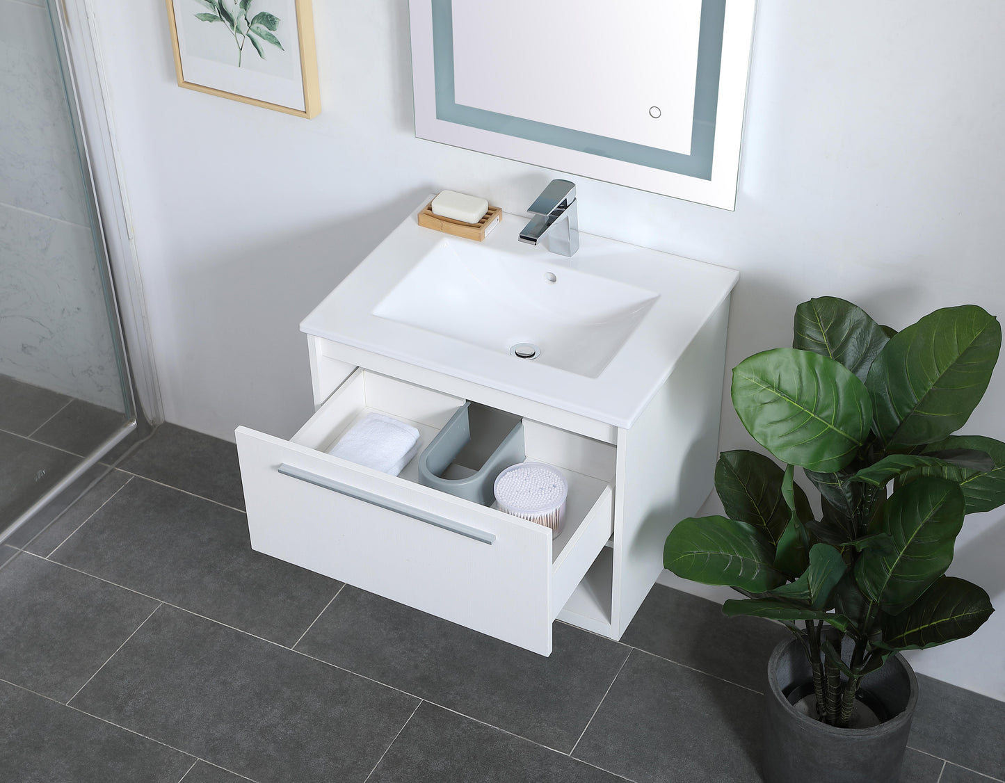 24 inch Single Bathroom Floating Vanity in White - BC3602420WH