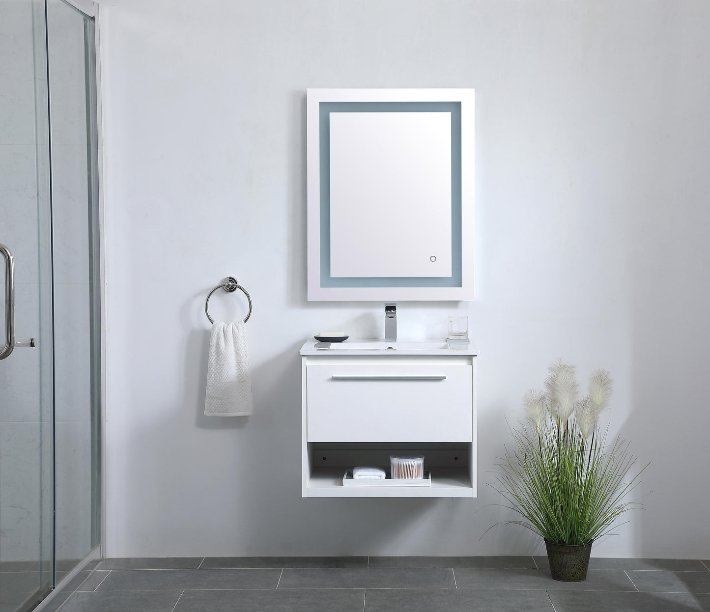 24 inch Single Bathroom Floating Vanity in White - BC3602420WH