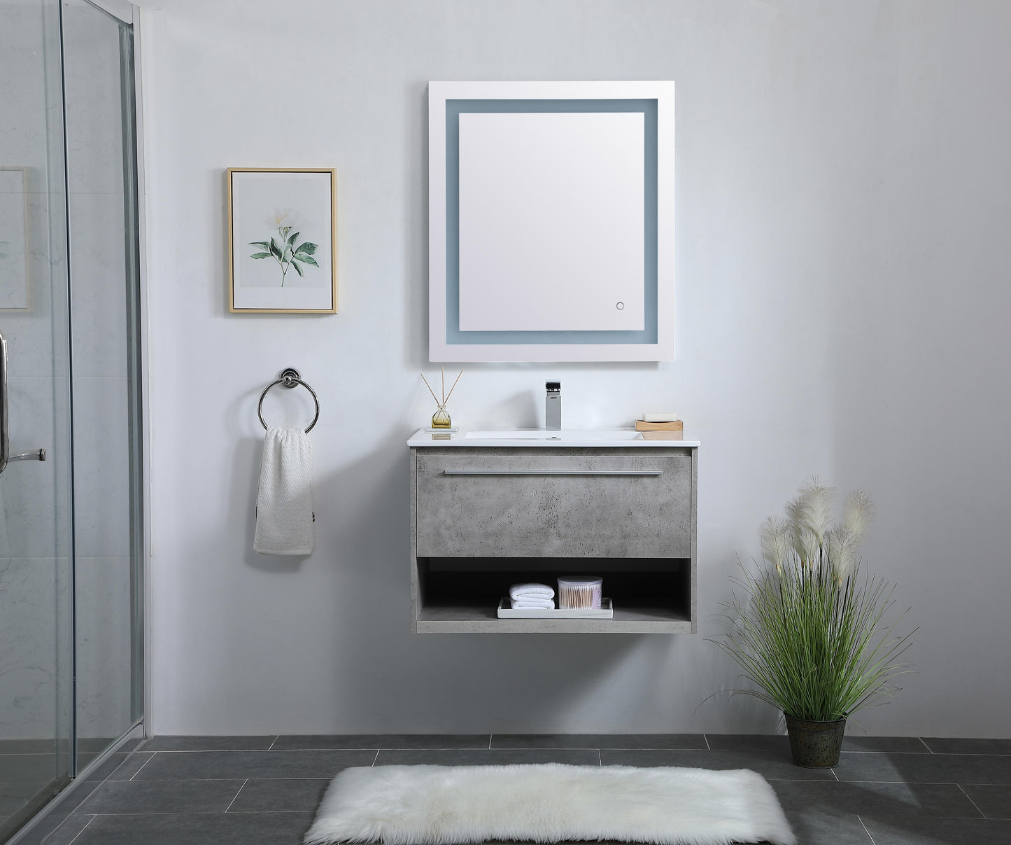 30 inch Single Bathroom Floating Vanity in Concrete Grey - BC3603020CG