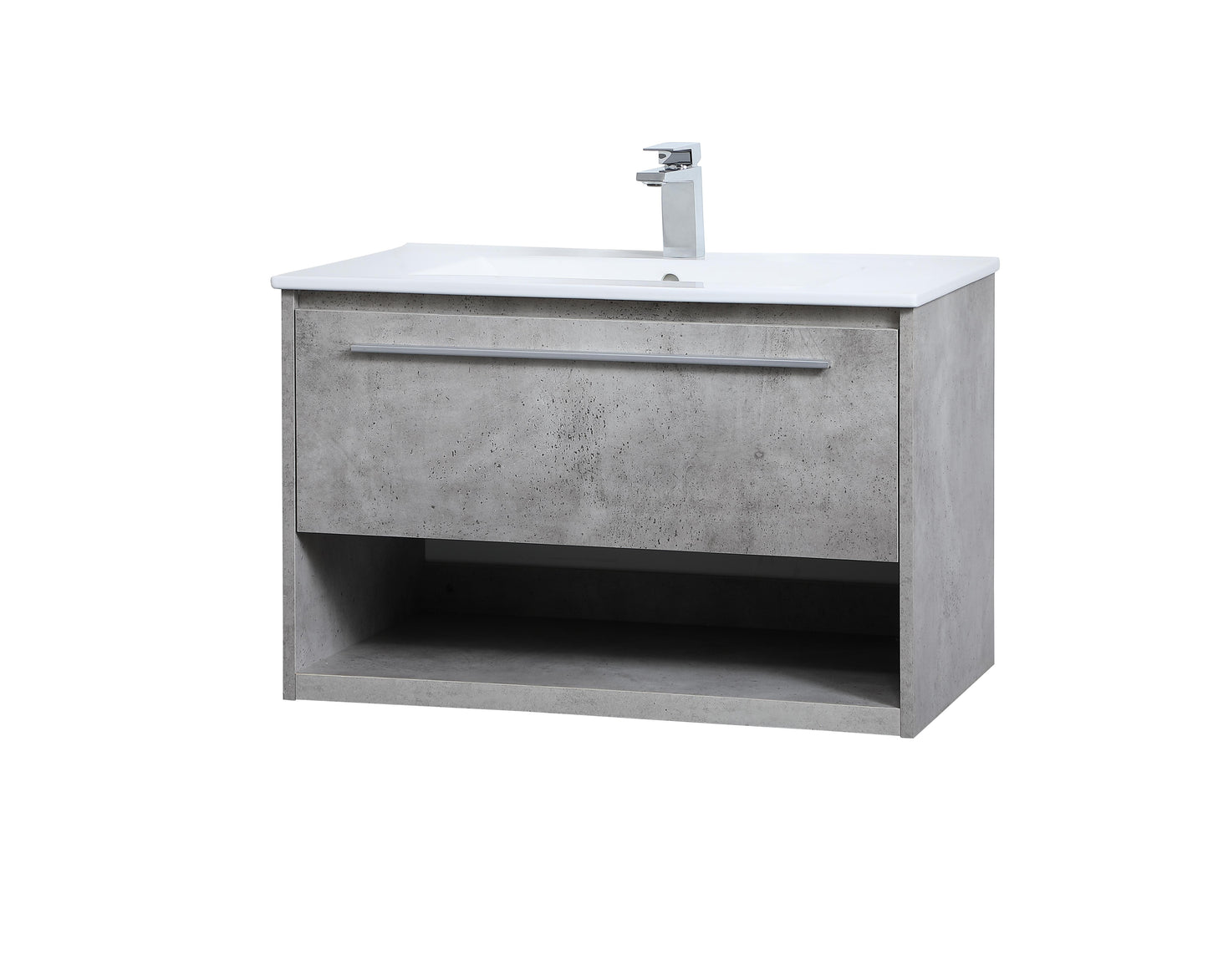 30 inch Single Bathroom Floating Vanity in Concrete Grey - BC3603020CG