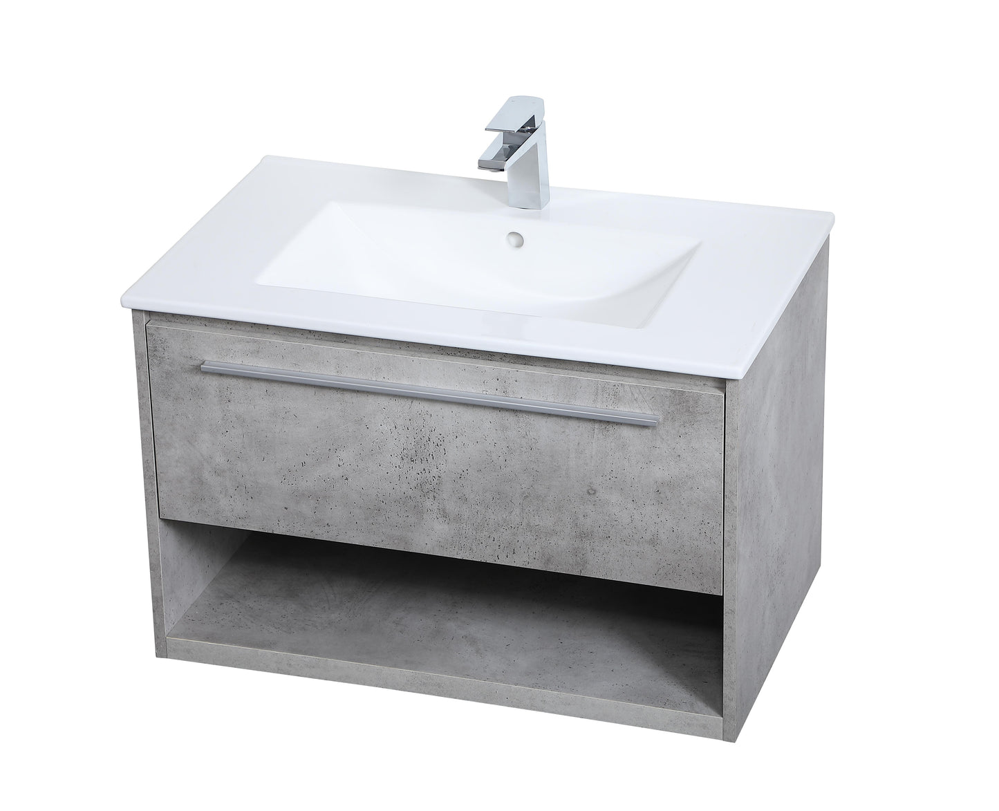 30 inch Single Bathroom Floating Vanity in Concrete Grey - BC3603020CG