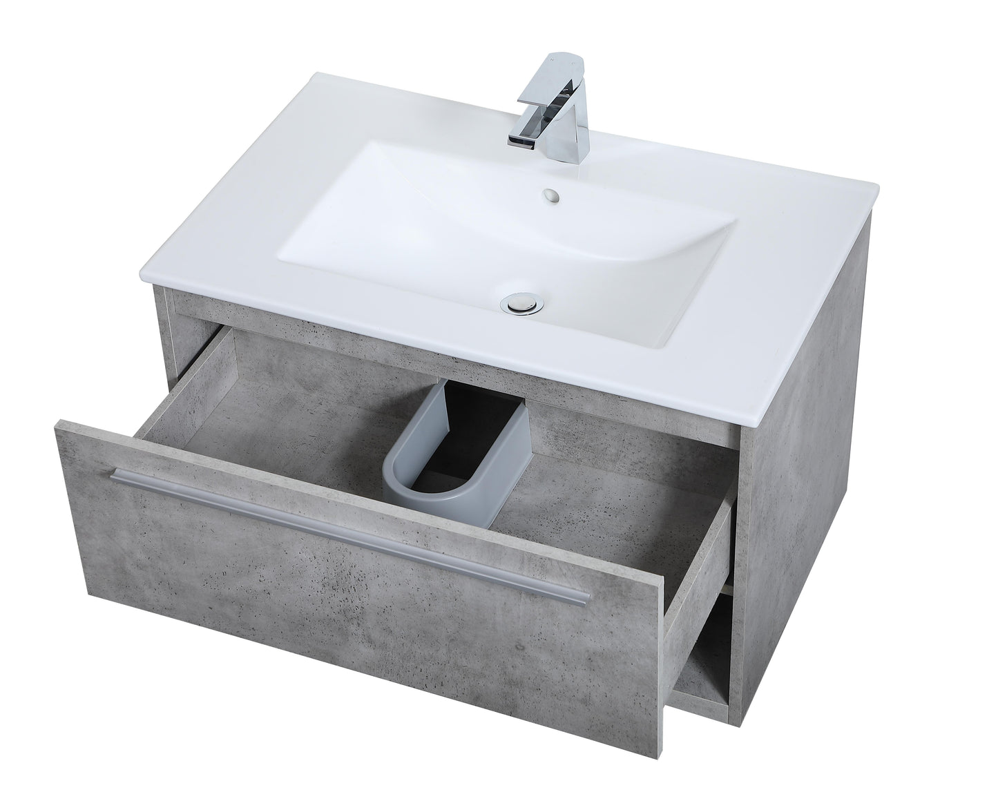 30 inch Single Bathroom Floating Vanity in Concrete Grey - BC3603020CG