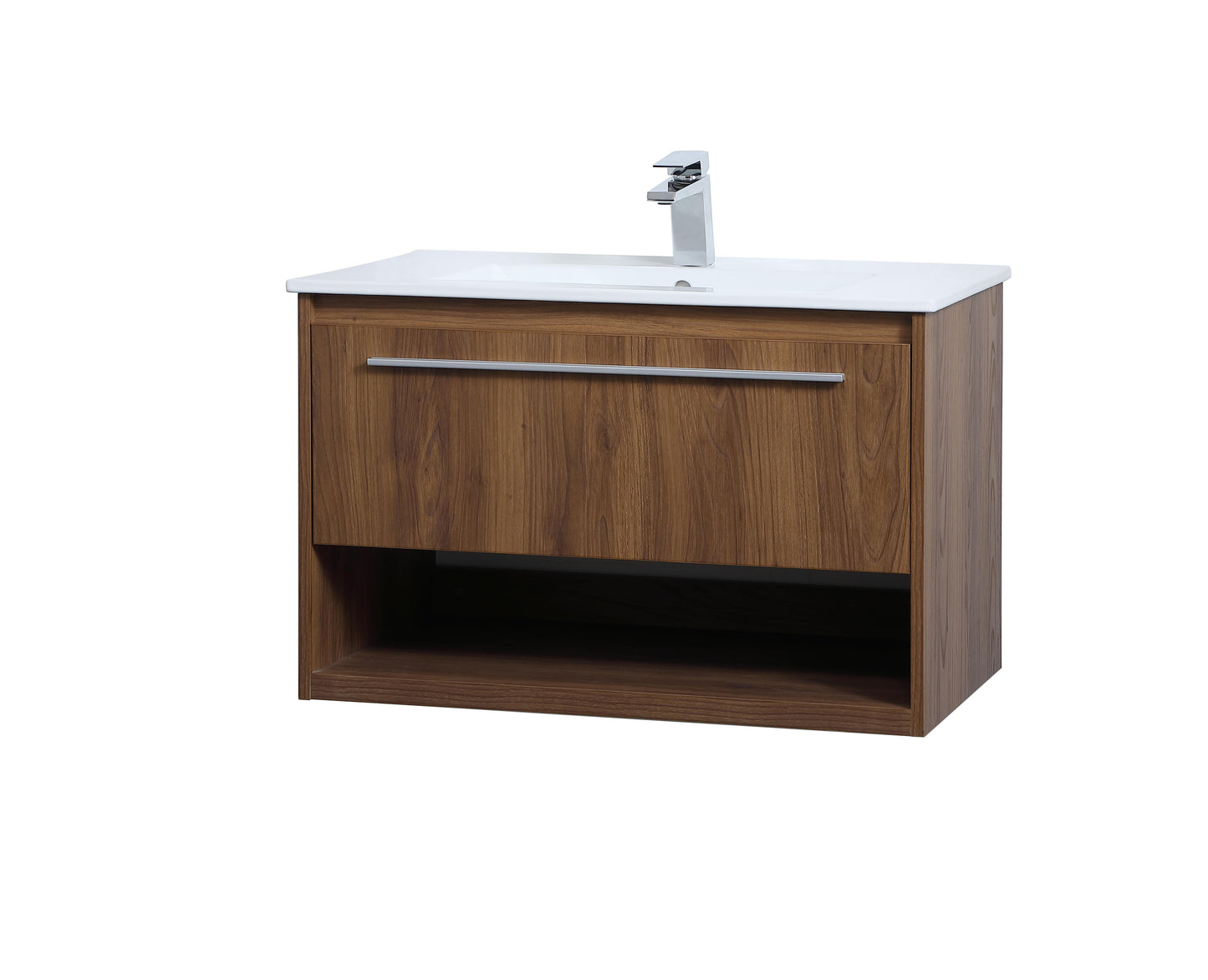 30 inch Single Bathroom Floating Vanity in Walnut Brown - BC3603020WB