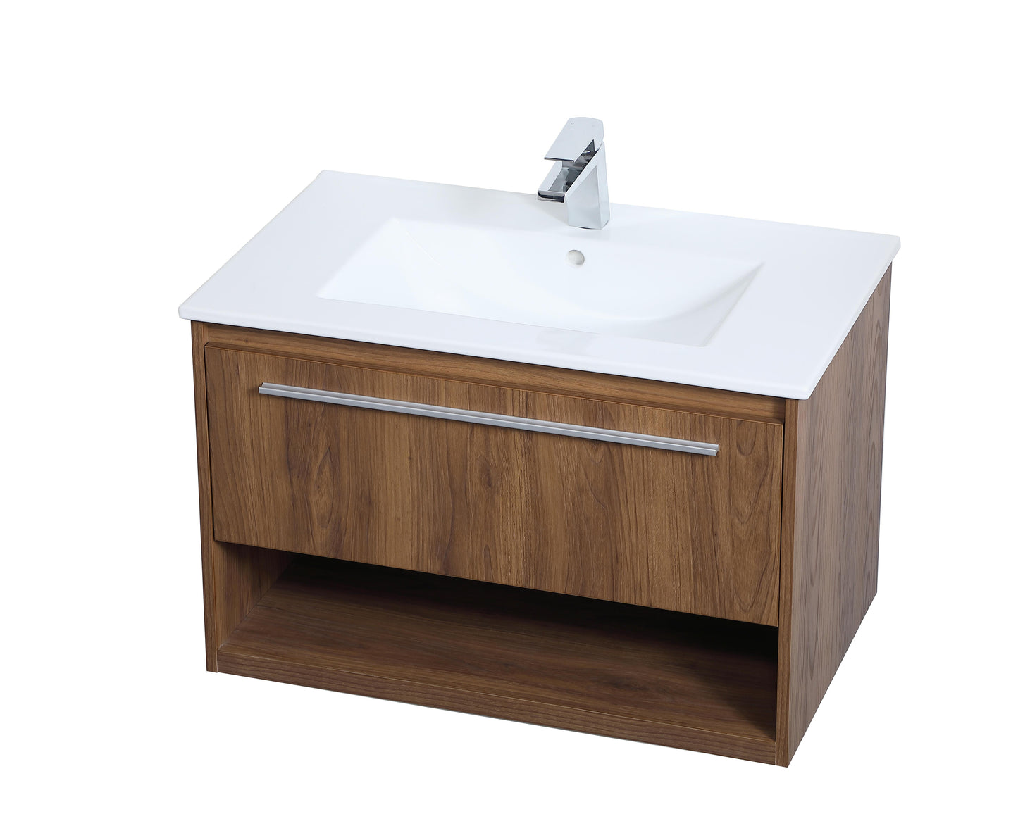 30 inch Single Bathroom Floating Vanity in Walnut Brown - BC3603020WB