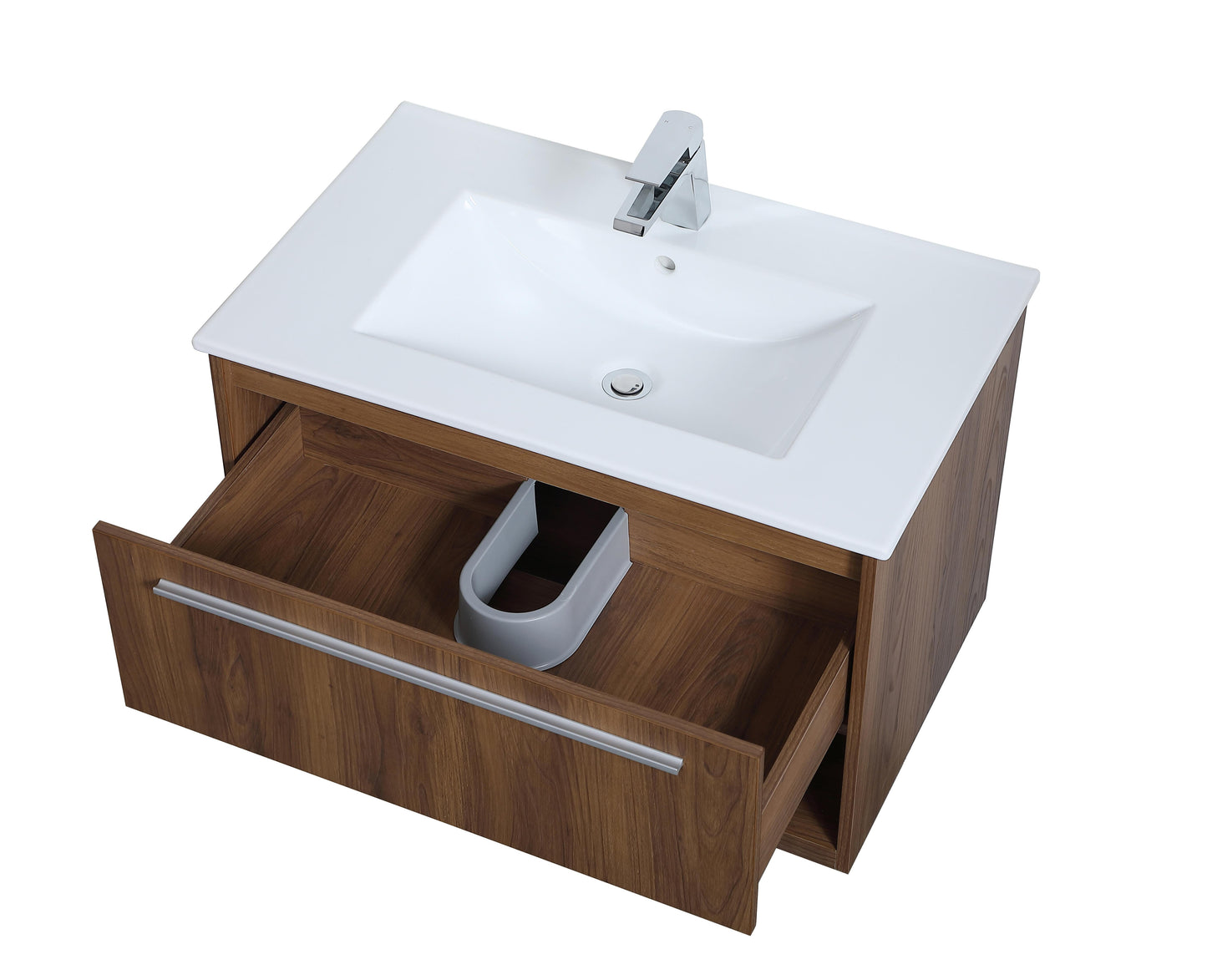 30 inch Single Bathroom Floating Vanity in Walnut Brown - BC3603020WB