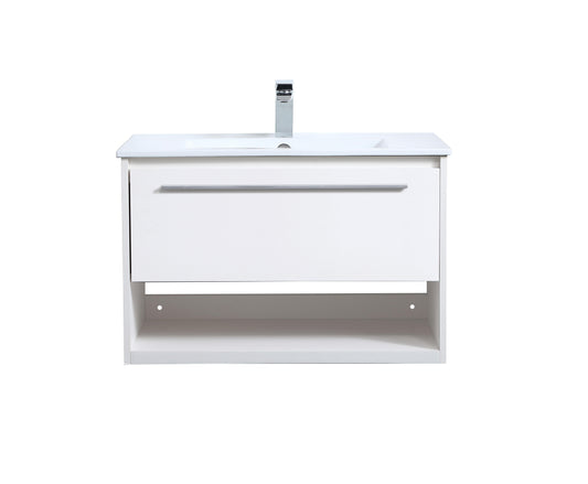 30 inch Single Bathroom Floating Vanity in White - BC3603020WH