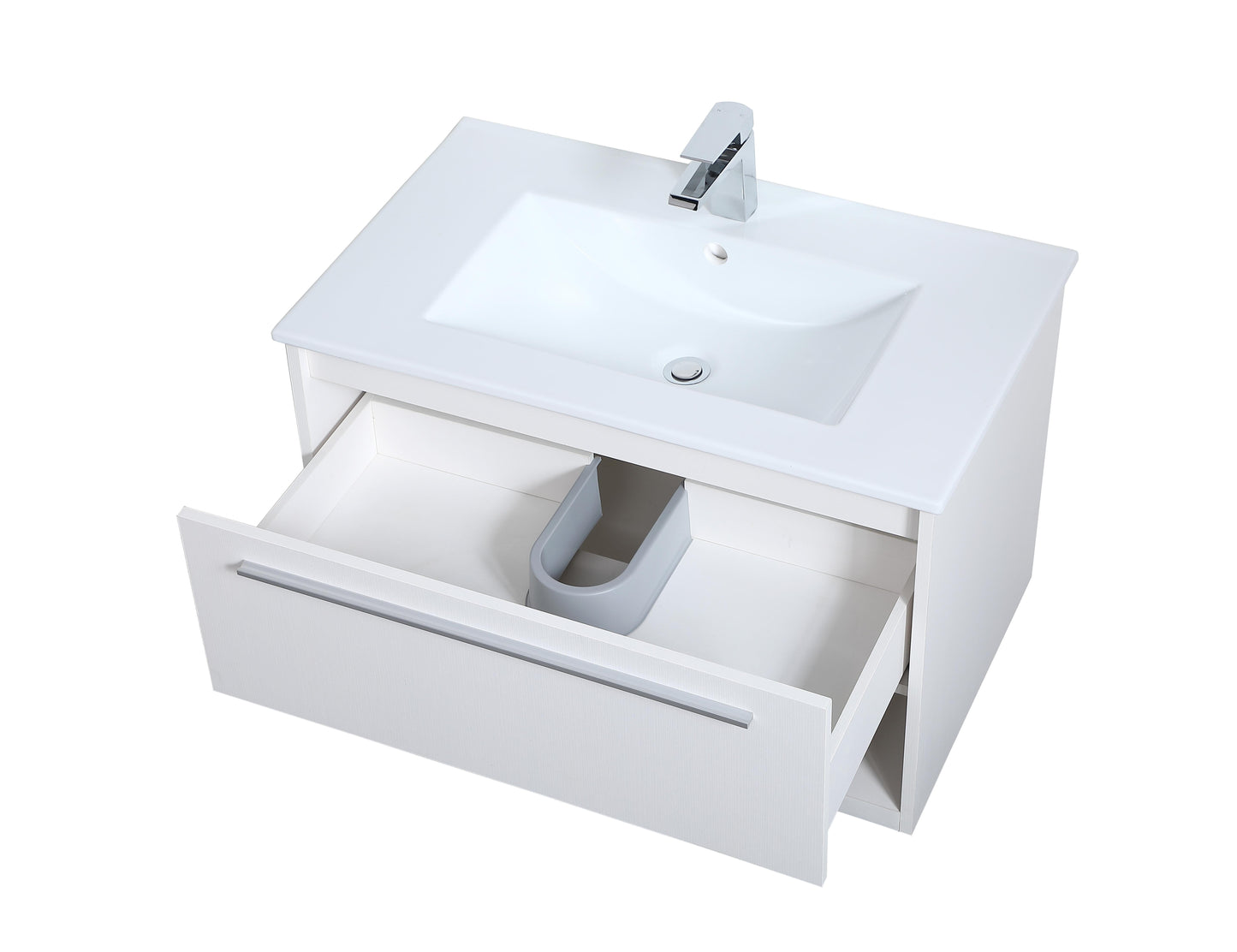 30 inch Single Bathroom Floating Vanity in White - BC3603020WH