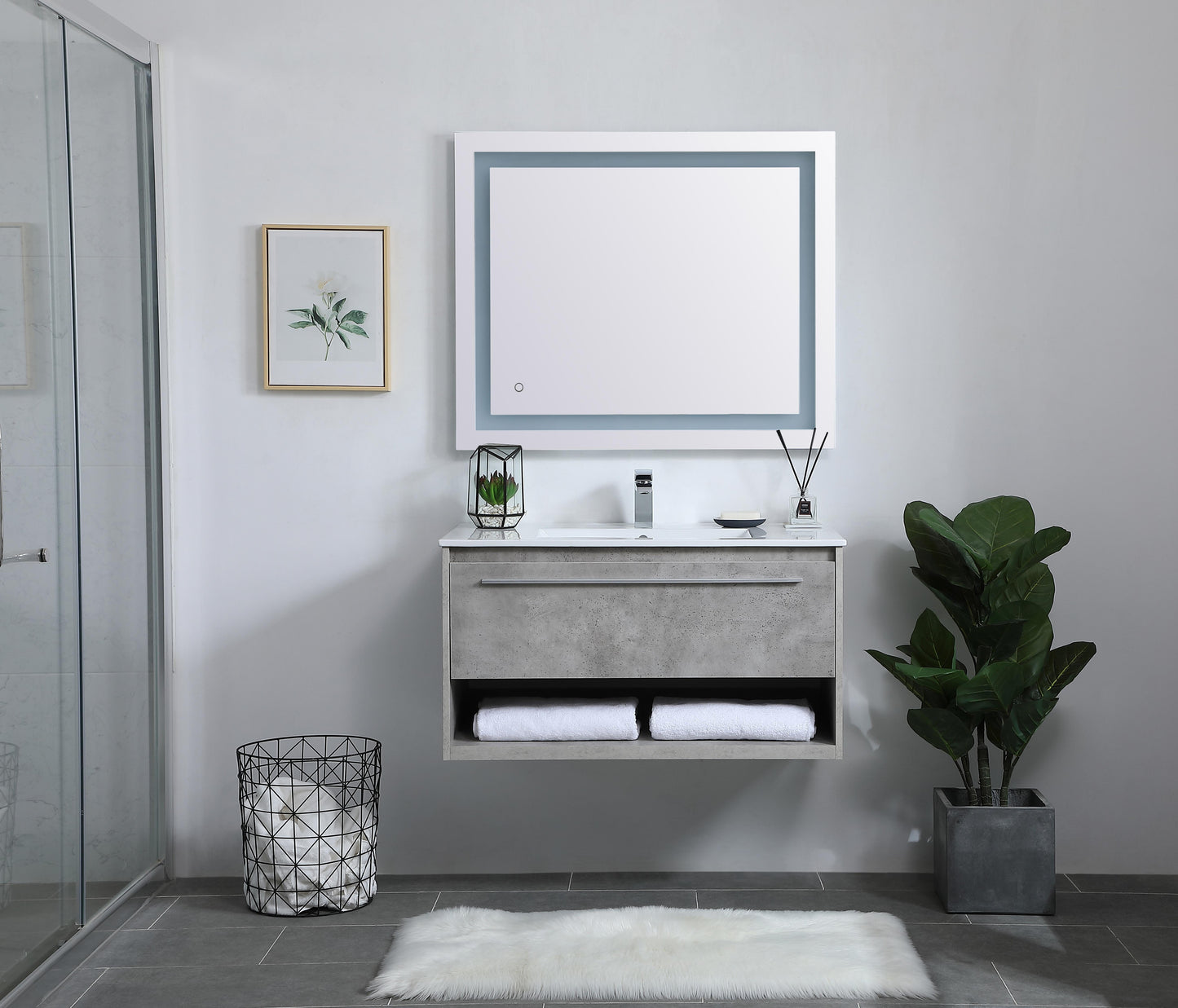 36 inch Single Bathroom Floating Vanity in Concrete Grey - BC3603620CG