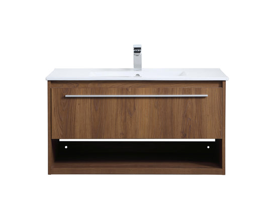 36 inch Single Bathroom Floating Vanity in Walnut Brown - BC3603620WB